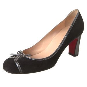 Authentic Christian Louboutin Black Pumps with Silver Accents